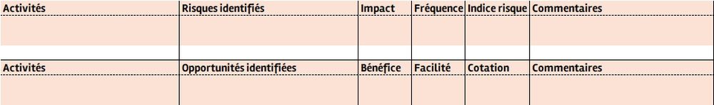 Analyse risques et opportunités Analyse risques et opportunités