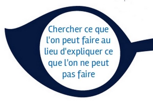 Chercher ce que l'on peut faire au lieu d'expliquer ce que l'on ne peut pas faire Chercher ce que l'on peut faire au lieu d'expliquer ce que l'on ne peut pas faire